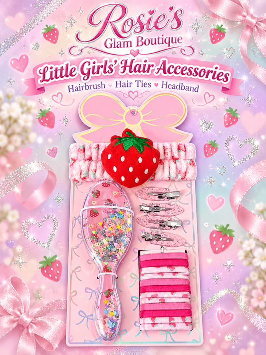 Little girl, strawberry brush, accessory hair set
