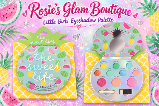 Little girl, pineapple, eyeshadow, palette