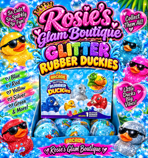 Glitter, rubber ducky capsules